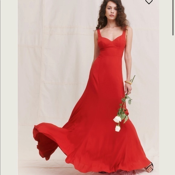 Reformation Lecce Dress in Cherry *NEW* - Picture 1 of 7